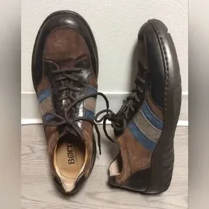 Born Shoes Born Dutchman Tie Dark Brown Blue Suede Casual
